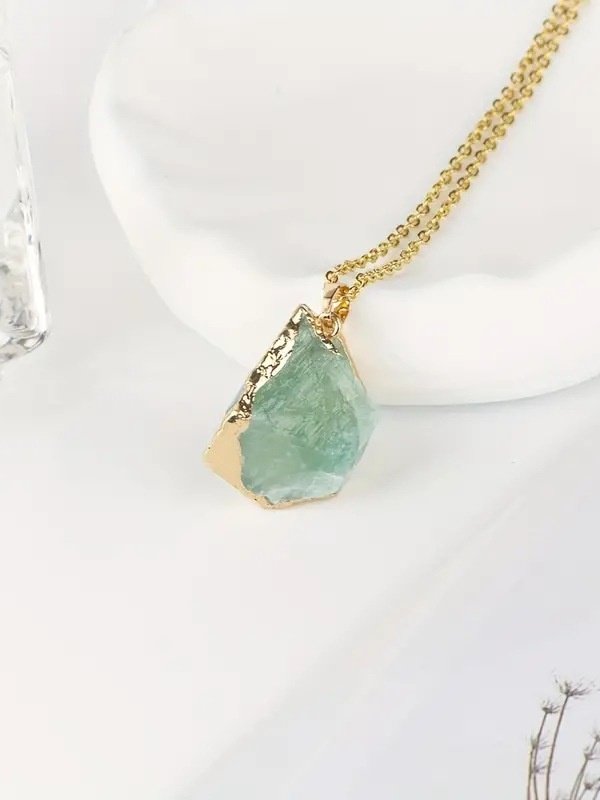 Naturstein Irregulär roh Stein Kristall Galvanisieren Vergoldet Pendant Rosa Quarz Citrin DIY Schmuck Halskette