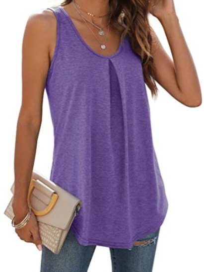 Damen Ärmellos Tanktop Oberteile Leibchen Sommer Unifarben Gerüscht Rundhals Täglich Sport Oberteile
