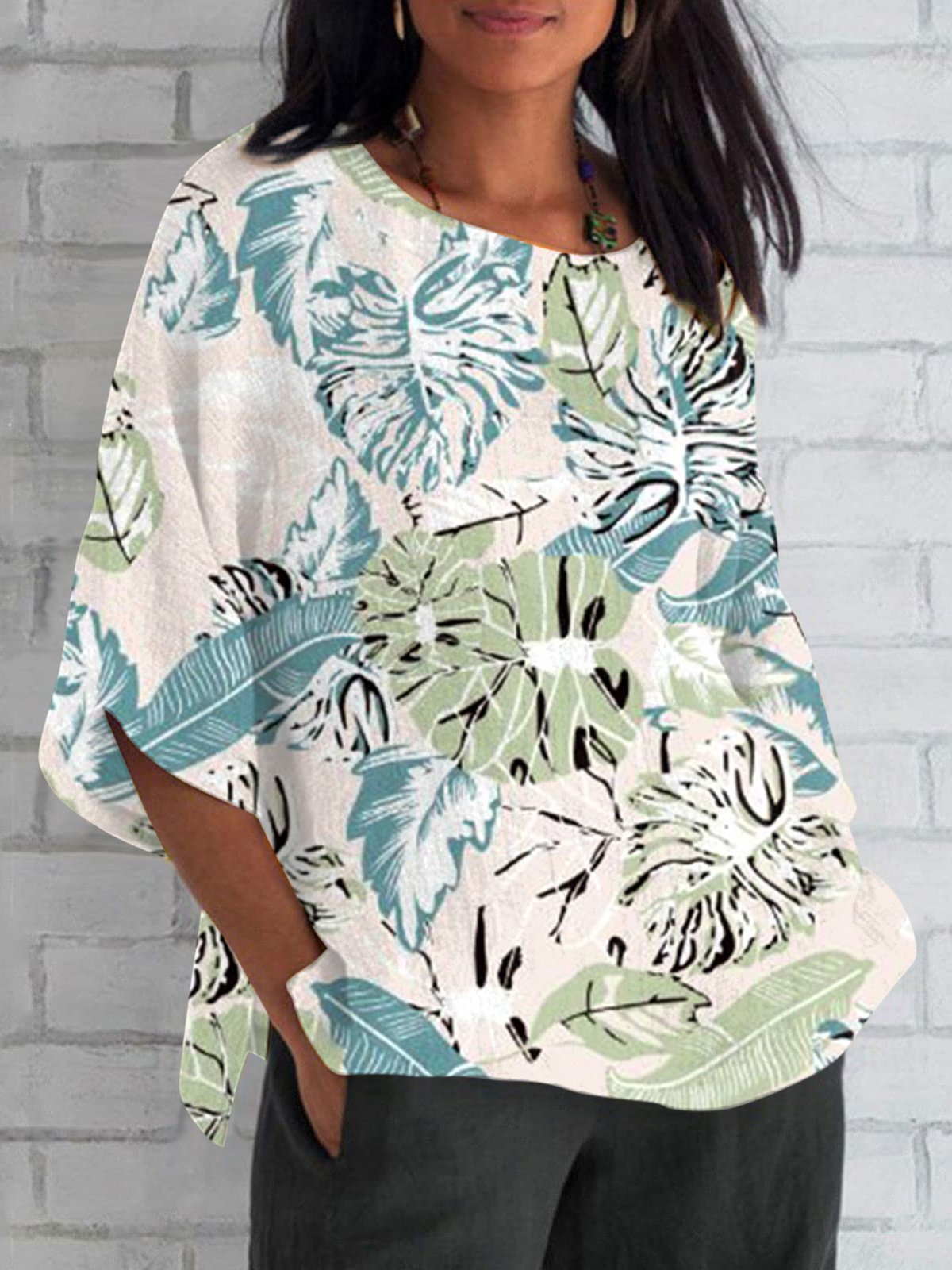Damen Geometrisch Kurzarm T-Shirts T-Shirt V-Ausschnitt Print Retro Sommer Oberteile