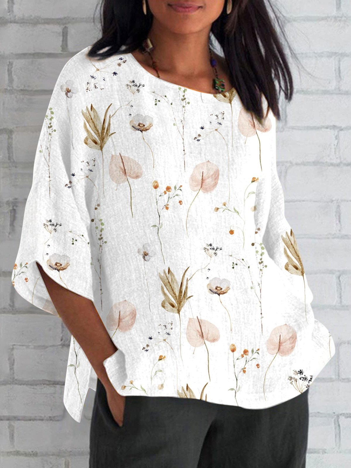Damen Geometrisch Kurzarm T-Shirts T-Shirt V-Ausschnitt Print Retro Sommer Oberteile