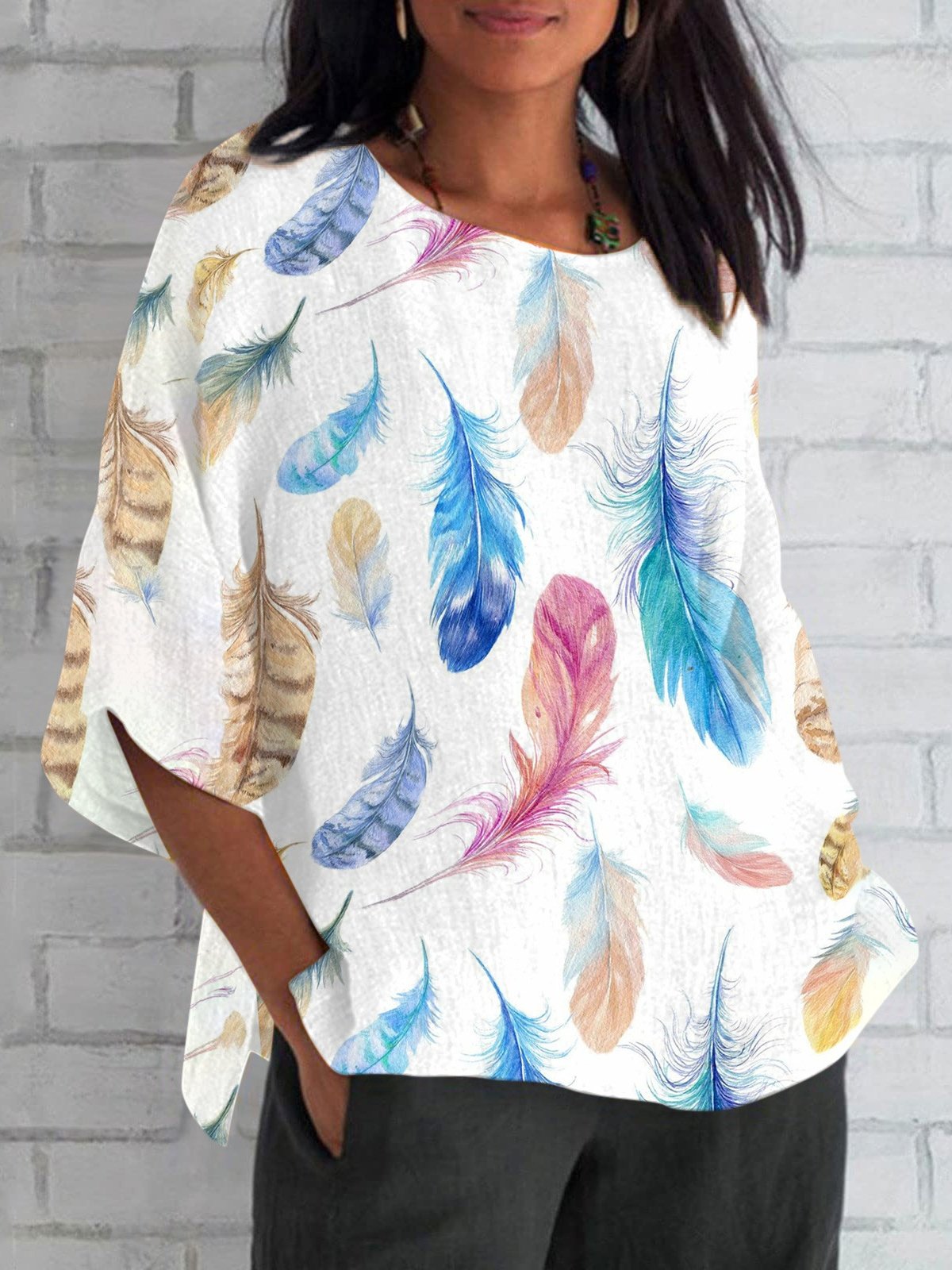 Damen Geometrisch Kurzarm T-Shirts T-Shirt V-Ausschnitt Print Retro Sommer Oberteile