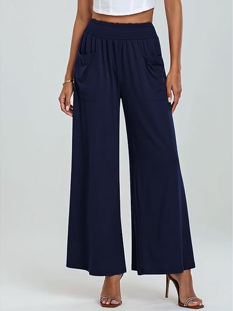 Damen Unifarben Lang Elastische Taille Hose Lässig Frühling/Herbst Hose