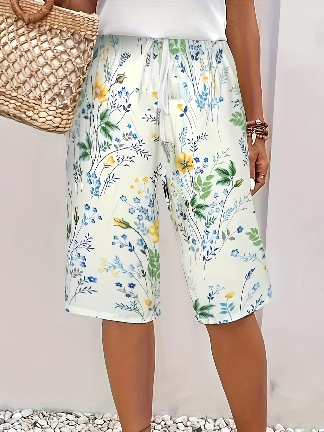Damen Geblümt Fünfte Hose Hose Lässig Sommer Hose