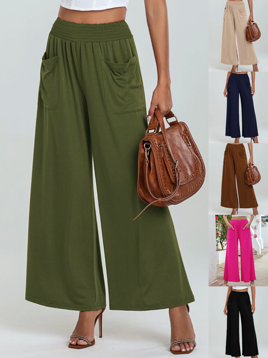 Damen Unifarben Lang Elastische Taille Hose Lässig Frühling/Herbst Hose