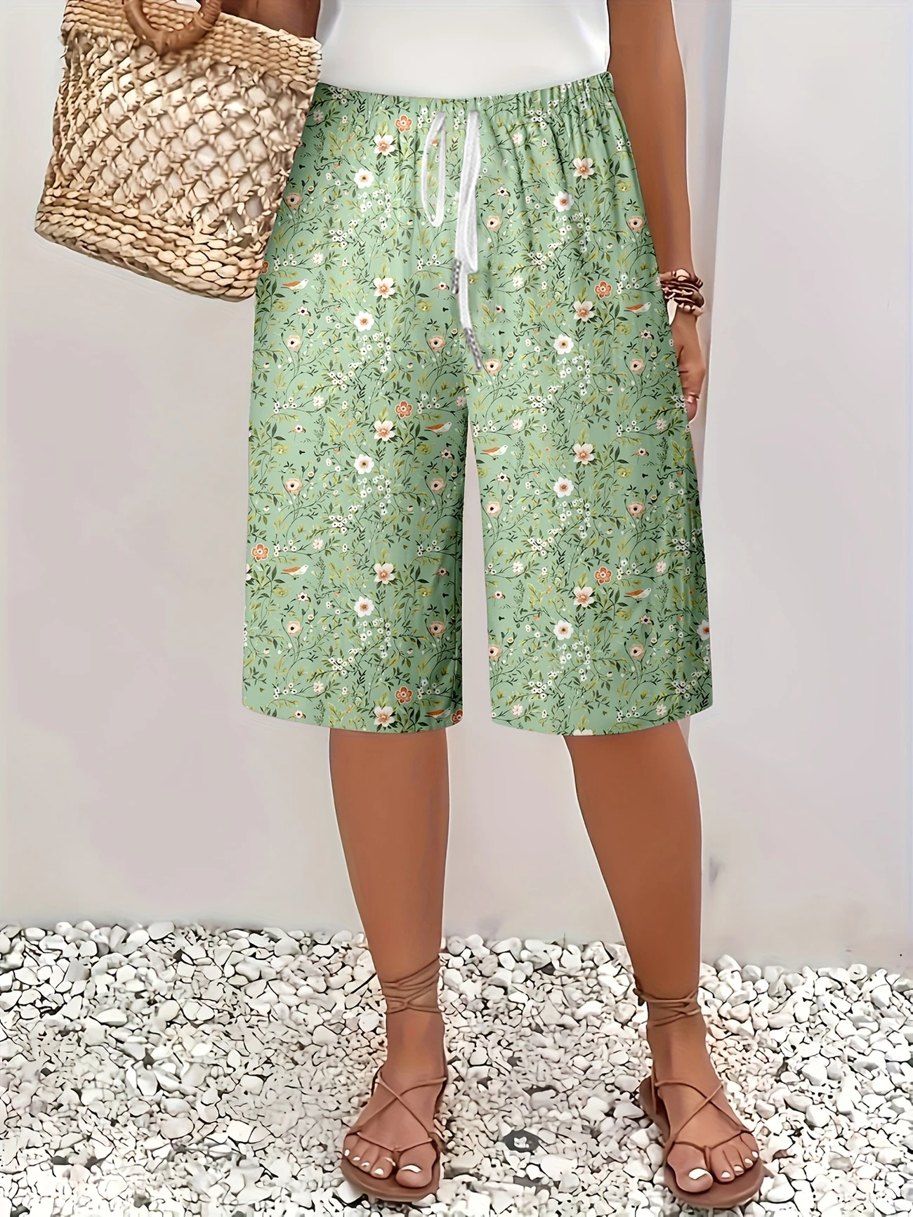 Damen Geblümt Fünfte Hose Hose Lässig Sommer Hose