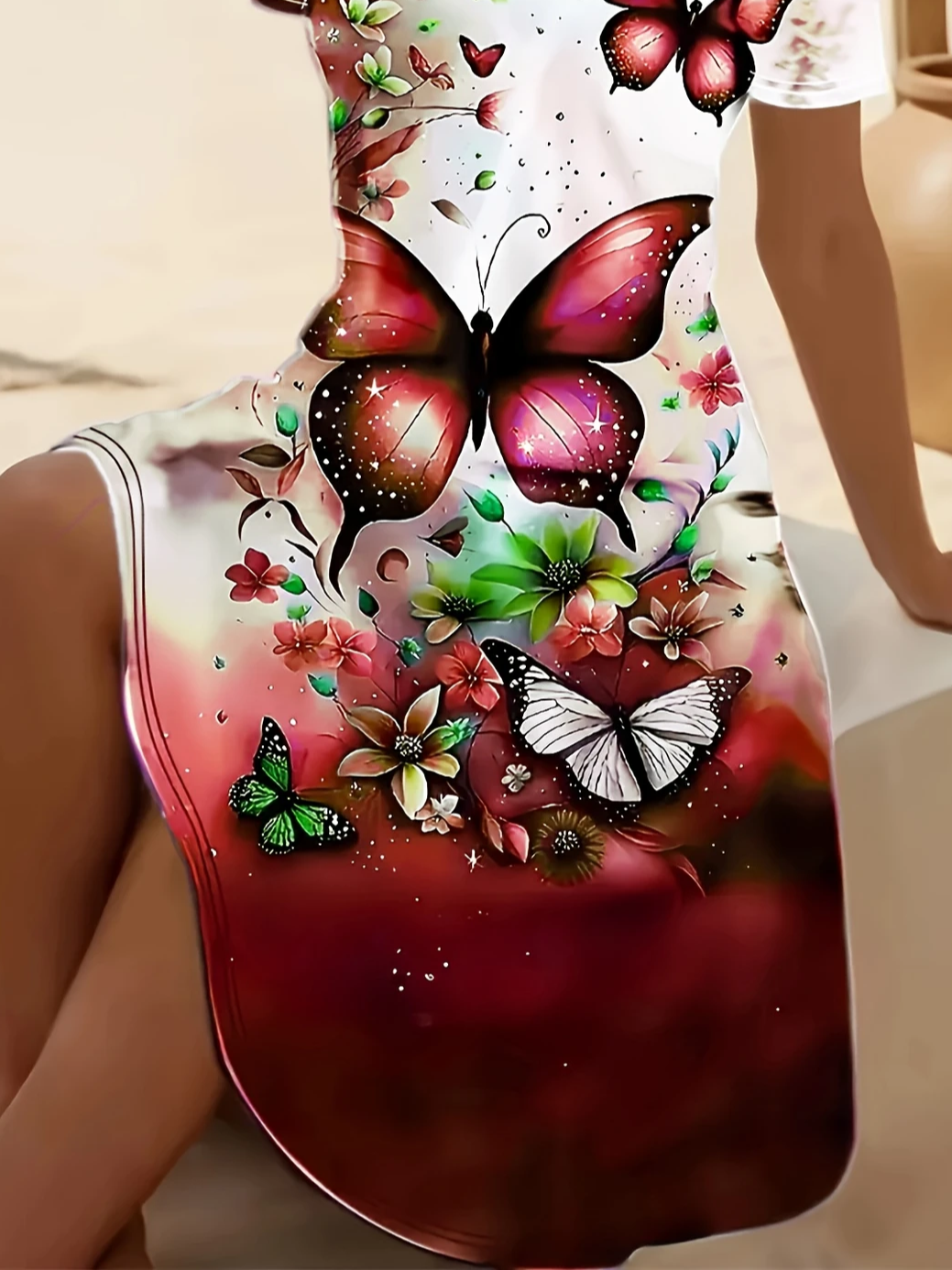 Damen Geblümt Kurzarm Sommer Print Kleid V-Ausschnitt Täglich Lässig Midi Passen & Flare Kleid A-Linien-Kleid
