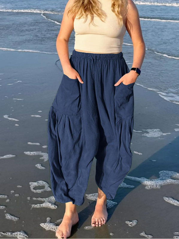 Damen Unifarben Lang Elastische Taille Hose Lässig Frühling/Herbst Hose