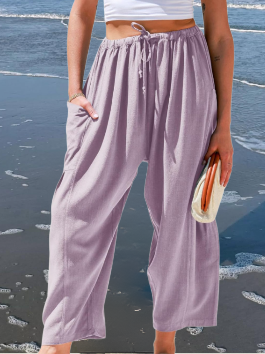 Damen Unifarben Lang Elastische Taille Hose Lässig Frühling/Herbst Hose