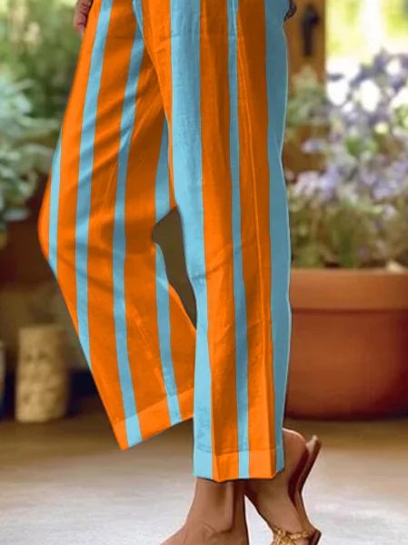 Damen Gestreift Lang Hose Lässig Frühling/Herbst Hose
