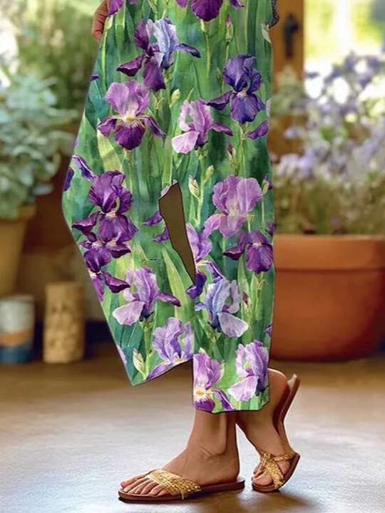 Damen Geblümt Lang Hose Lässig Frühling/Herbst Hose