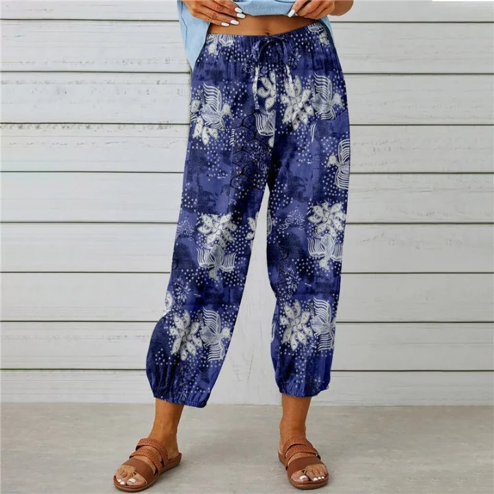 Damen Geometrisch Knöchelhose Elastische Taille Hose Retro Frühling/Herbst Hose