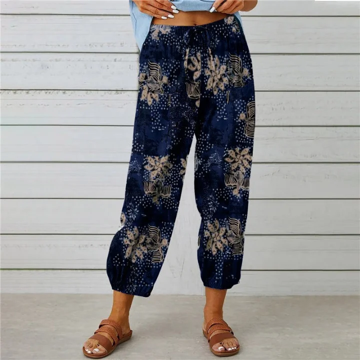 Damen Geometrisch Knöchelhose Elastische Taille Hose Retro Frühling/Herbst Hose