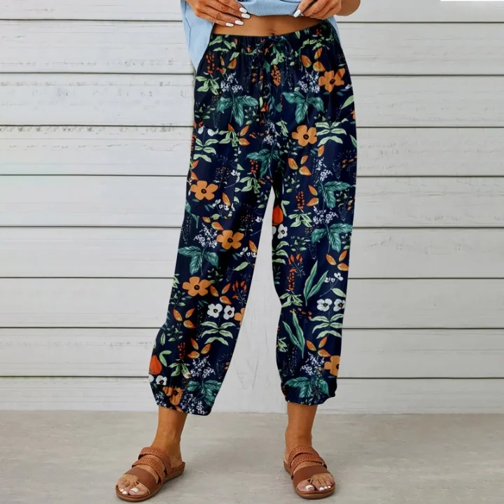Damen Geometrisch Knöchelhose Elastische Taille Hose Retro Frühling/Herbst Hose