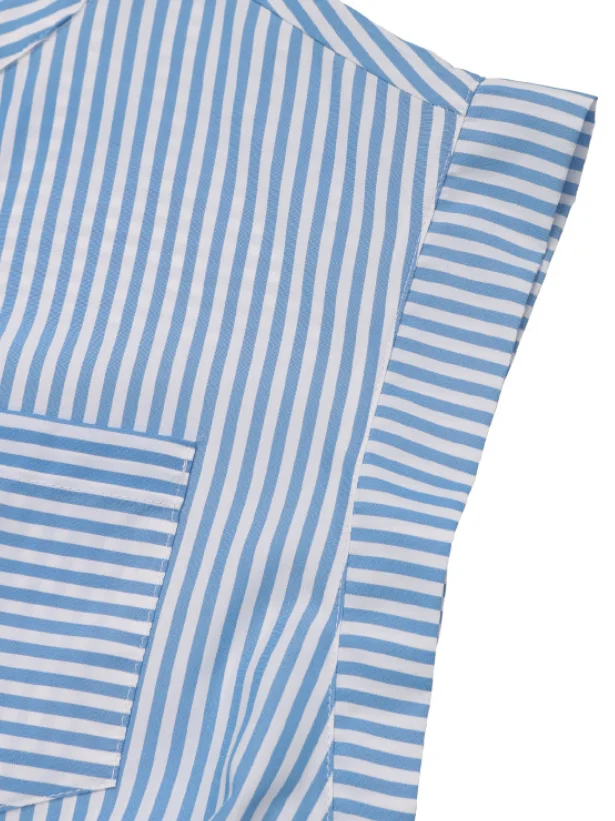Damen Gestreift V-Ausschnitt Ärmellos Lässig Sommer Baumwolle Jumpsuit
