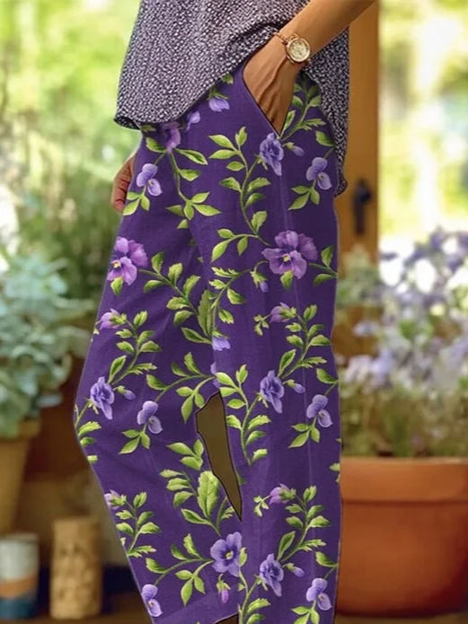 Damen Geblümt Lang Hose Lässig Frühling/Herbst Hose