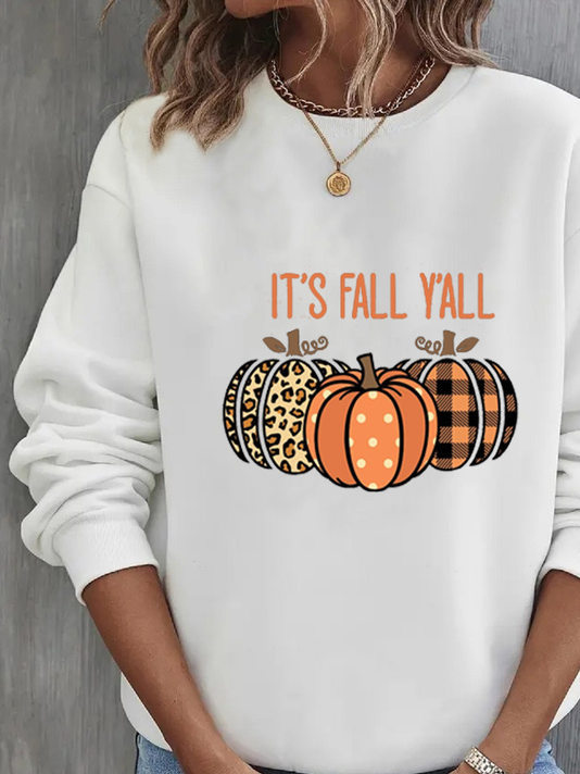 Damen Halloween (Kürbis) Rundhals Print Lässig Frühling/Herbst Langarm Sweatshirt