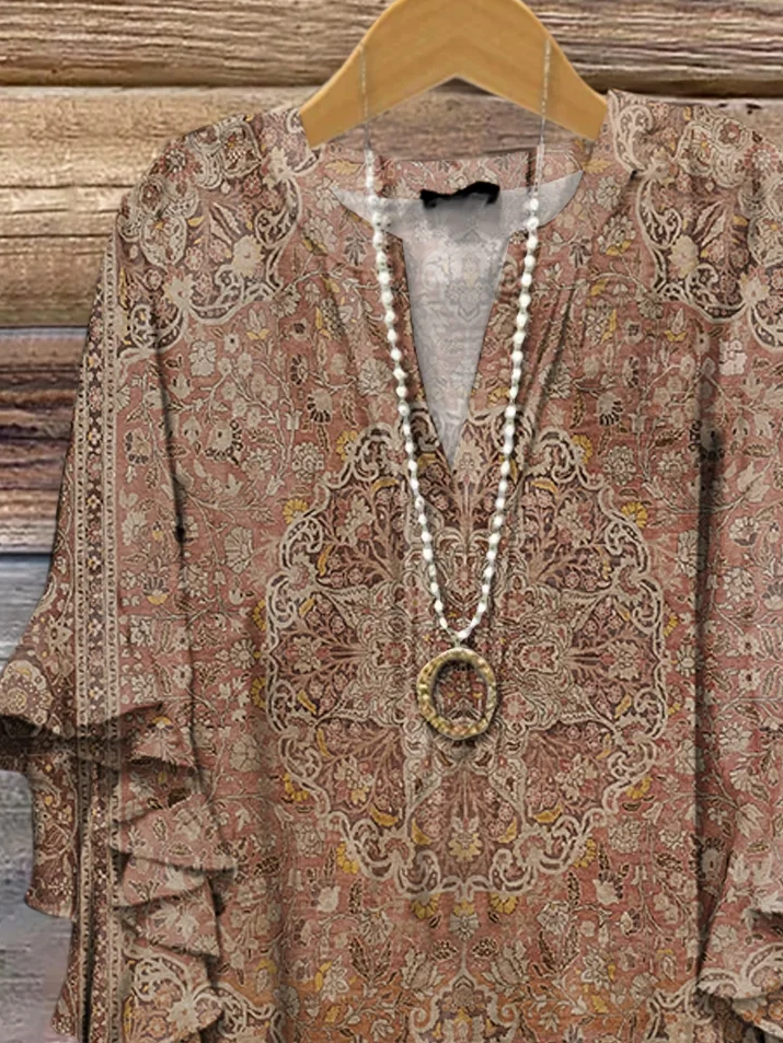 Damen Geblümt Halbarm Bluse Sommer Print V-Ausschnitt Täglich Lässig Oberteile