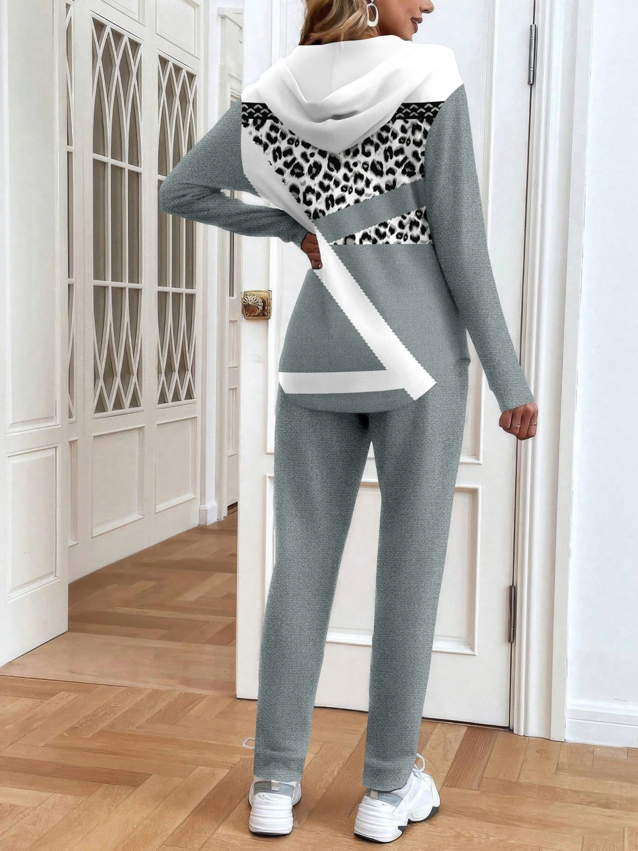 Damen Abstrakt Print Zweiteiliges Set Täglich Langarm Lässig Frühling/Herbst Mantel mit Hosen Matching Set