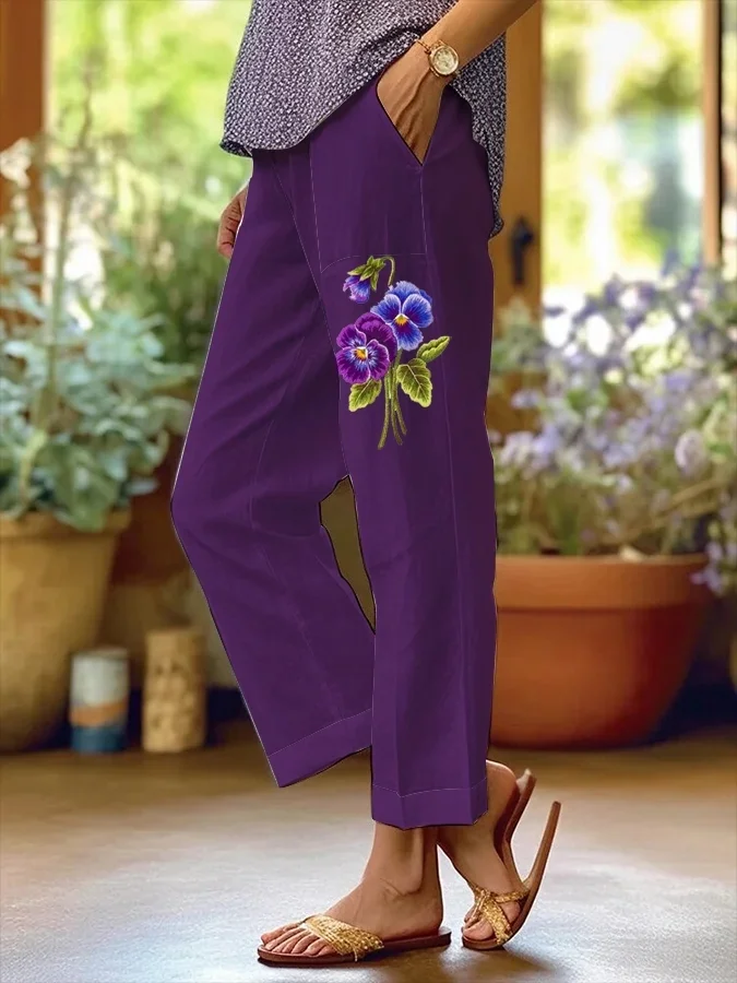 Damen Geblümt Lang Hose Lässig Frühling/Herbst Hose