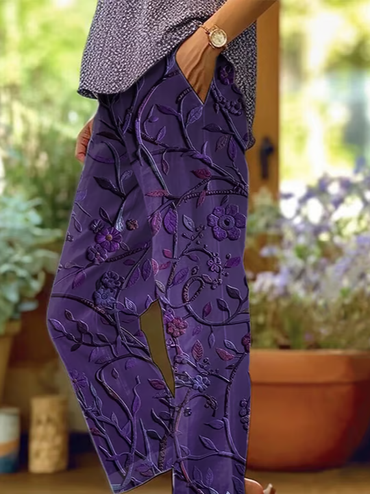 Damen Geblümt Lang Hose Lässig Frühling/Herbst Hose