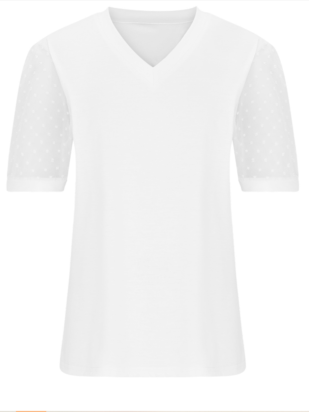 Damen Polka Dots Kurzarm T-Shirts T-Shirt V-Ausschnitt Jacquard Lässig Sommer Oberteile
