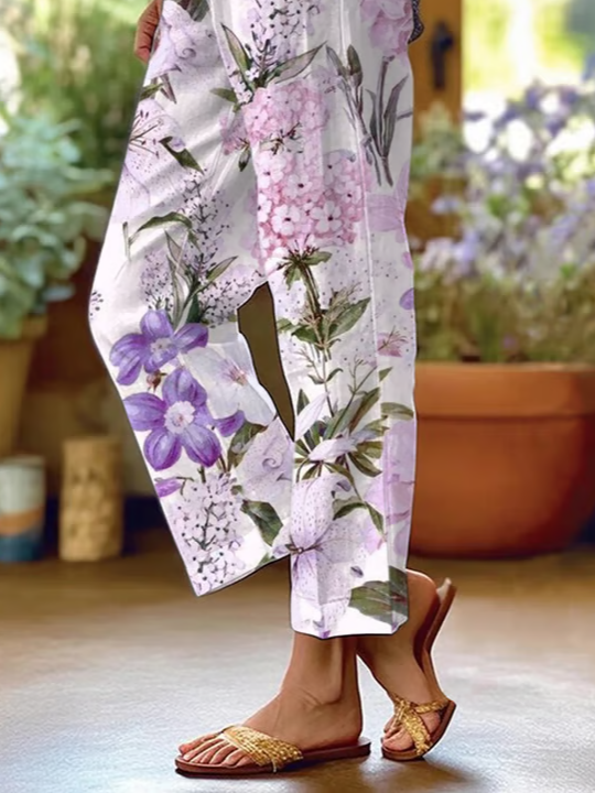 Damen Geblümt Lang Hose Lässig Frühling/Herbst Hose