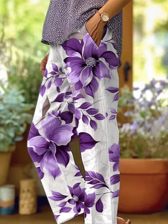 Damen Geblümt Lang Hose Lässig Frühling/Herbst Hose