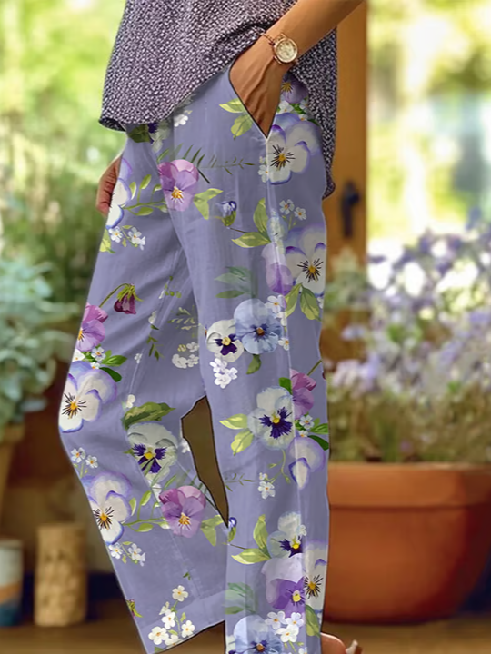 Damen Geblümt Lang Hose Lässig Frühling/Herbst Hose