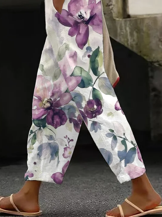 Damen Geblümt Lang Hose Lässig Frühling/Herbst Hose