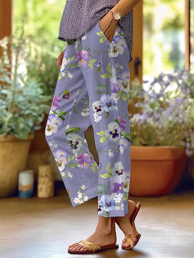 Damen Geblümt Lang Hose Lässig Frühling/Herbst Hose