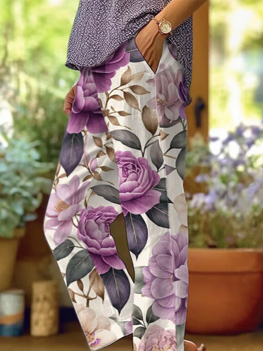 Damen Geblümt Lang Hose Lässig Frühling/Herbst Hose