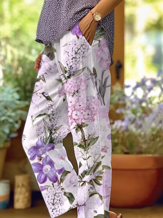 Damen Geblümt Lang Hose Lässig Frühling/Herbst Hose