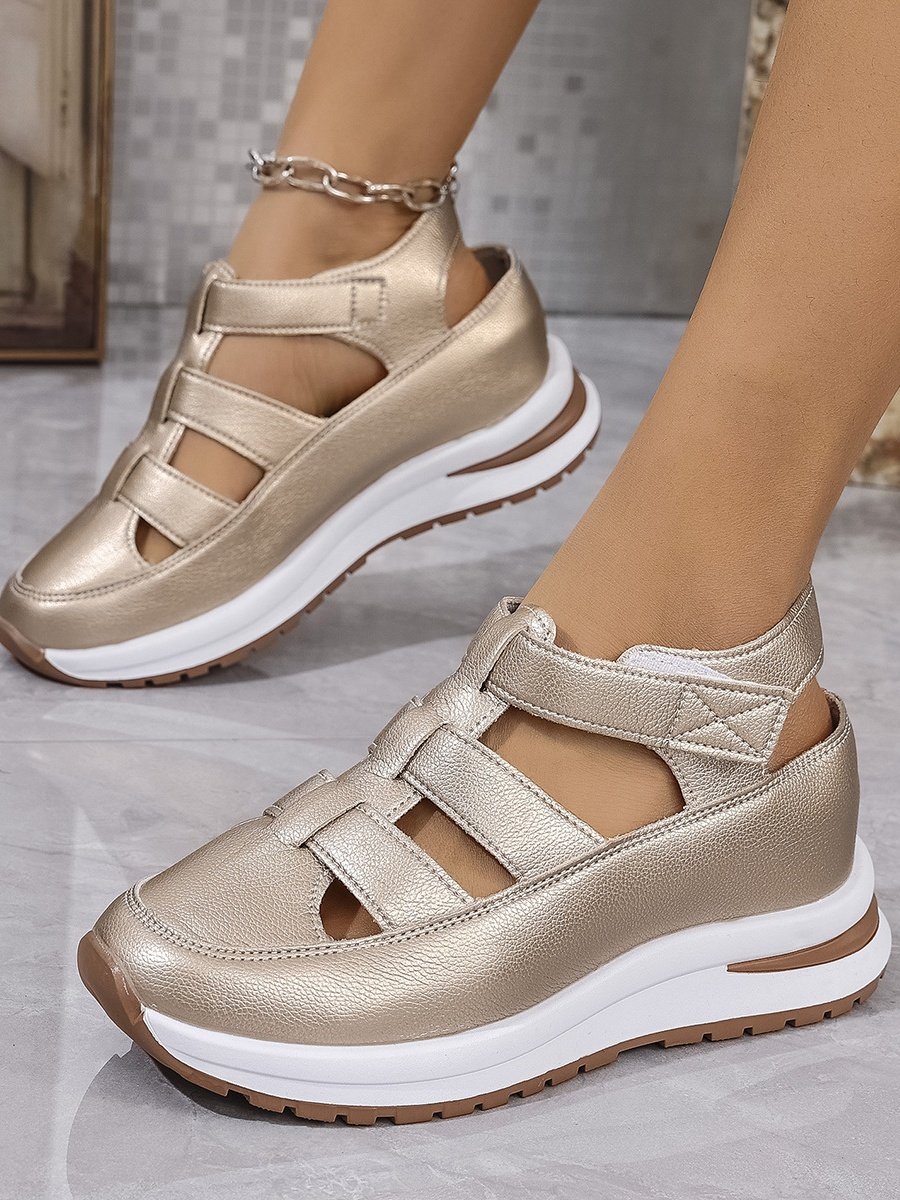 Lässig Gewebe Hohl dicke Sohlen Keil Pumps grenzüberschreitend Sommer Lässig Pantolette