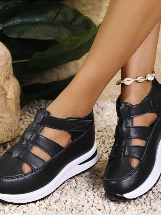 Lässig Gewebe Hohl dicke Sohlen Keil Pumps grenzüberschreitend Sommer Lässig Pantolette