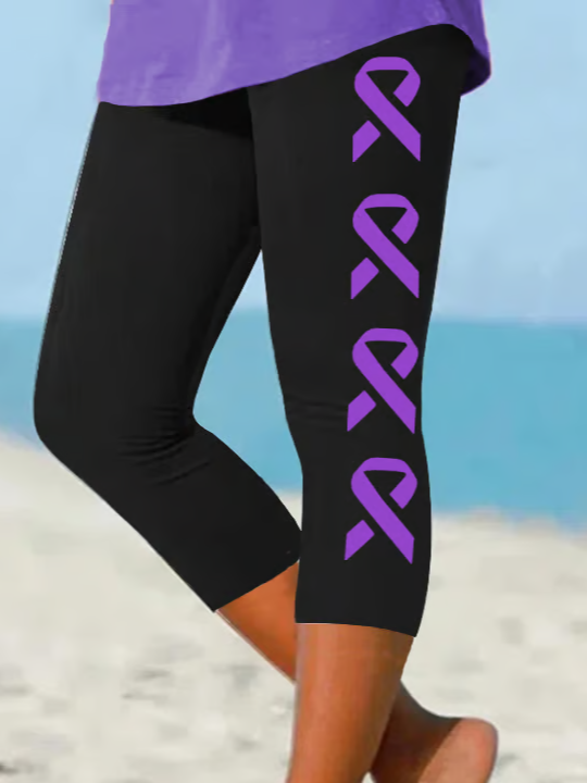 Damen Geometrisch Caprihosen Elastische Taille Hose Lässig Sommer Hose
