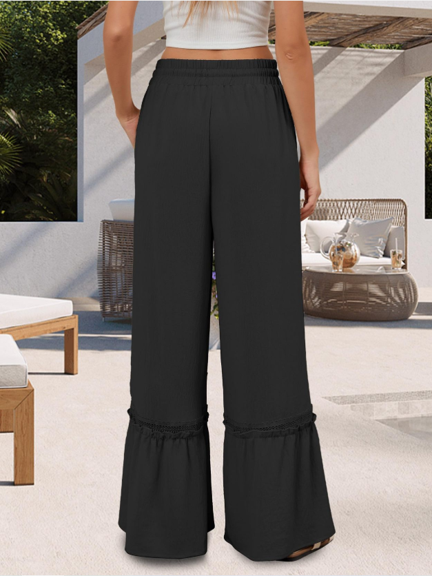 Damen Unifarben Lang Elastische Taille Hose Lässig Frühling/Herbst Hose