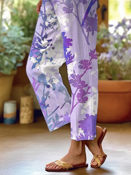 Damen Geblümt Lang Hose Lässig Frühling/Herbst Hose
