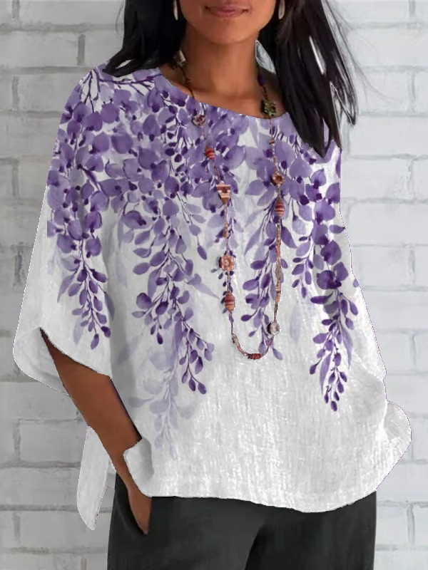 Damen Geblümt Halbarm T-Shirts T-Shirt Rundhals Lässig Sommer Oberteile