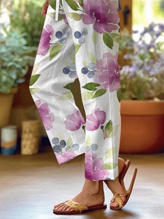 Damen Geblümt Lang Hose Lässig Frühling/Herbst Hose