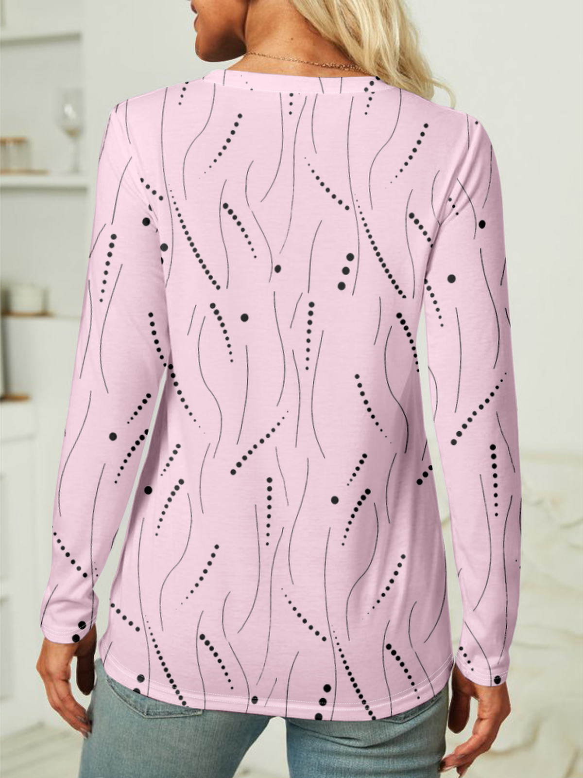 Damen Gestreift Langarm T-Shirts T-Shirt Rundhals Lässig Frühling/Herbst Oberteile