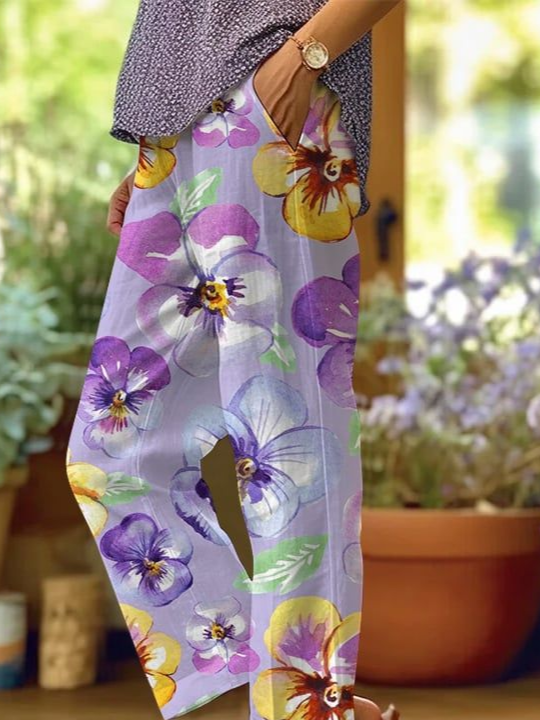 Damen Geblümt Lang Hose Lässig Frühling/Herbst Hose
