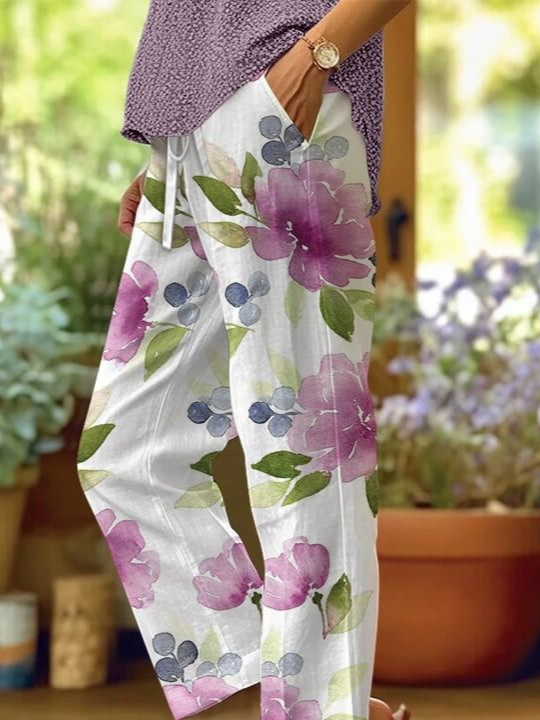 Damen Geblümt Lang Hose Lässig Frühling/Herbst Hose