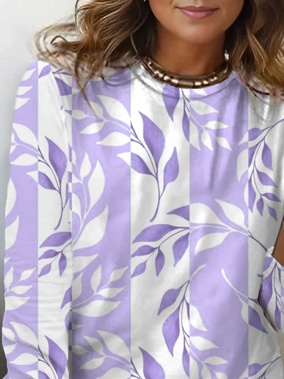 Damen Geblümt Langarm T-Shirts T-Shirt Rundhals Print Lässig Frühling/Herbst T-Shirt mit Grafik Oberteile