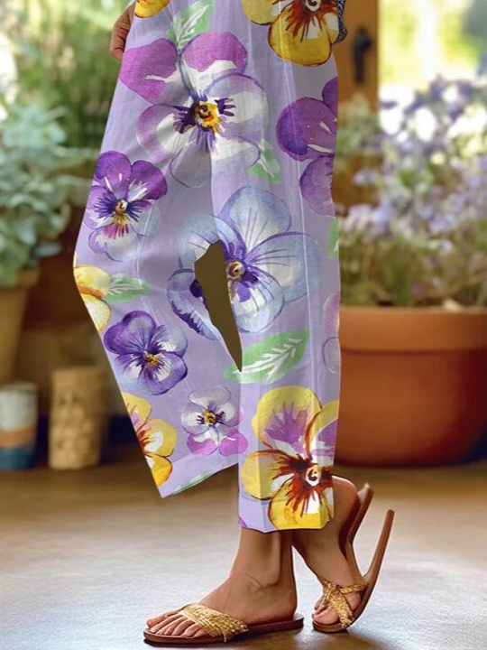 Damen Geblümt Lang Hose Lässig Frühling/Herbst Hose