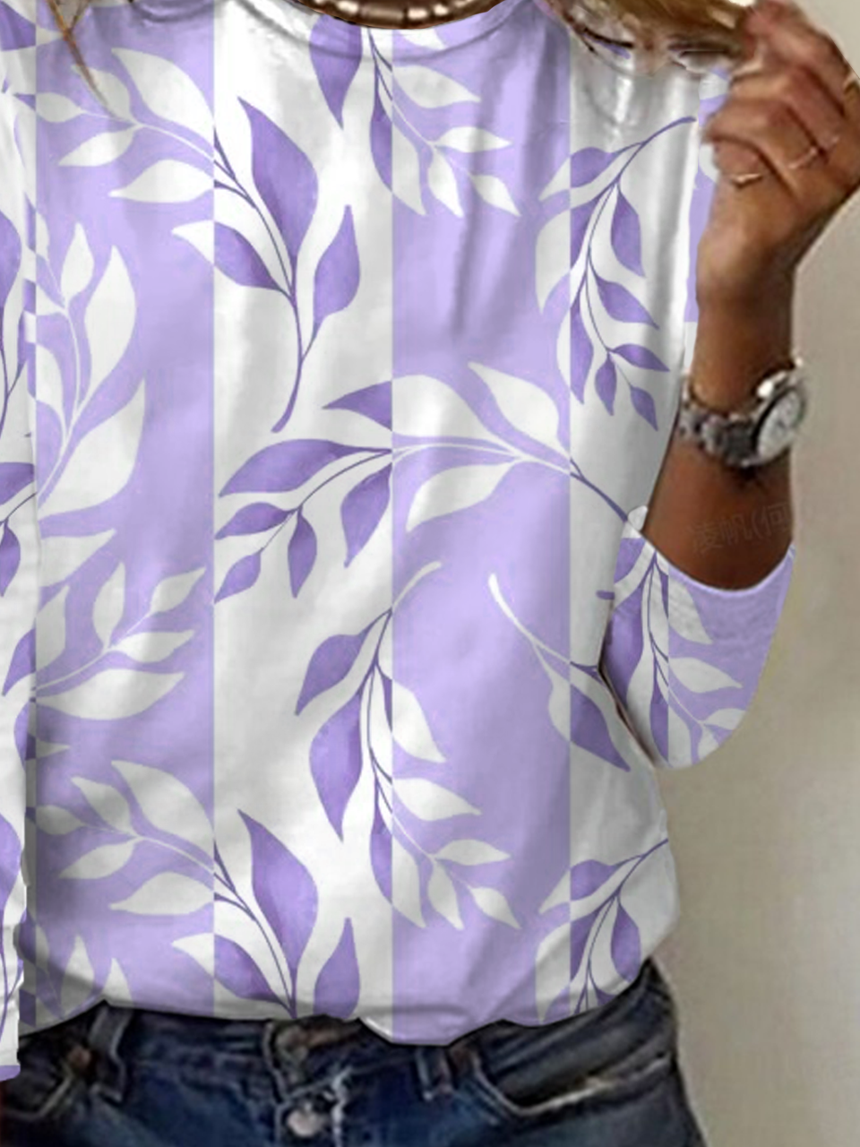 Damen Geblümt Langarm T-Shirts T-Shirt Rundhals Print Lässig Frühling/Herbst T-Shirt mit Grafik Oberteile