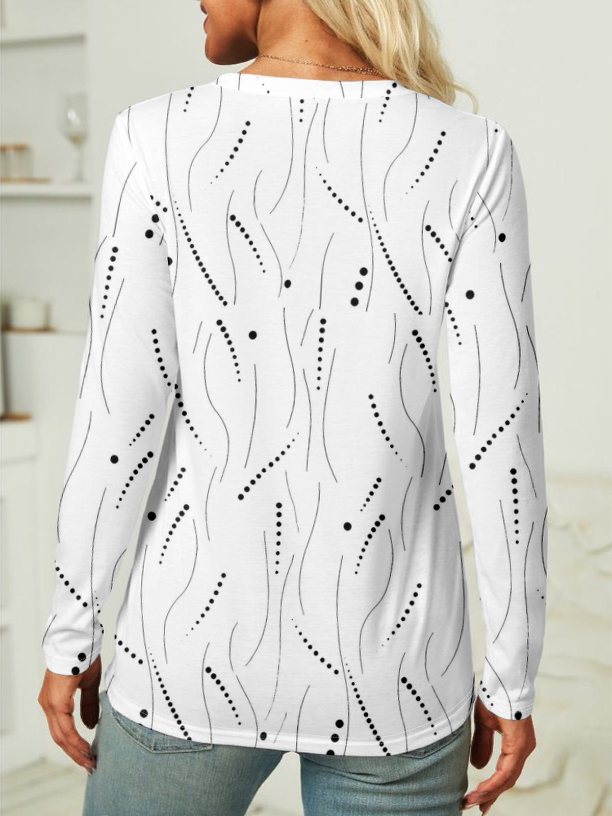 Damen Gestreift Langarm T-Shirts T-Shirt Rundhals Lässig Frühling/Herbst Oberteile