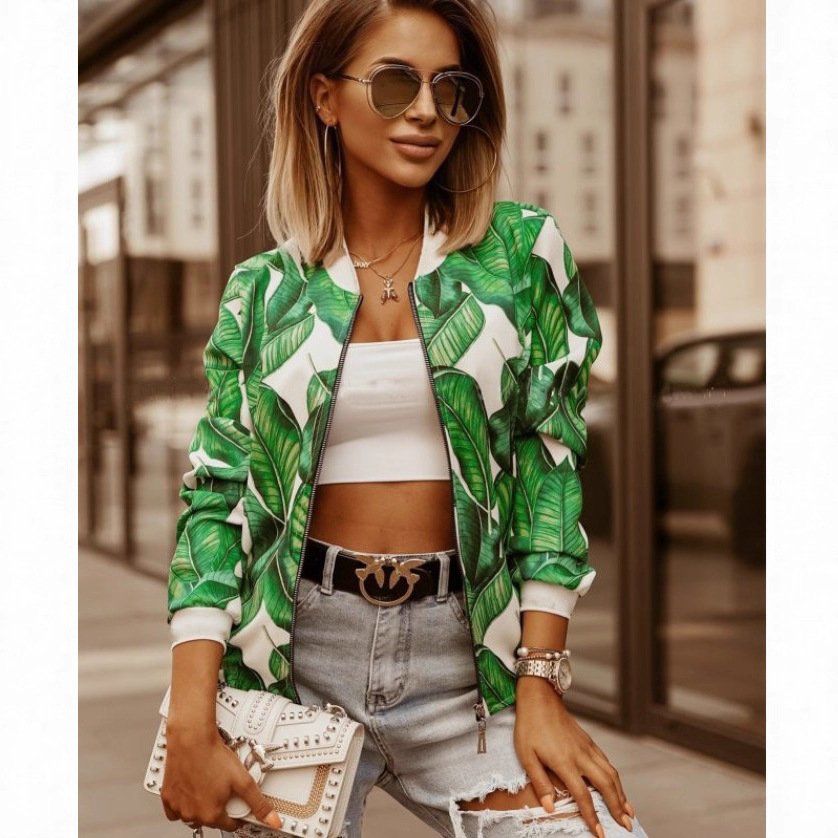 Damen Frühling/Herbst Oberbekleidung Retro Print Geblümt Langarm Stehkragen Jacke