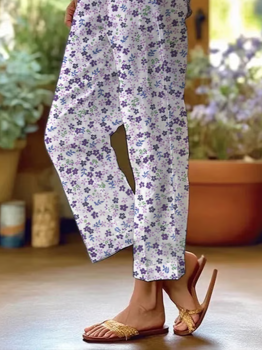 Damen Geblümt Lang Hose Lässig Frühling/Herbst Hose