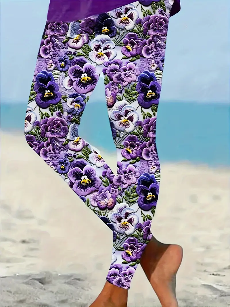 Damen Geblümt Lässig Alle Jahreszeiten Print Lang Leggings
