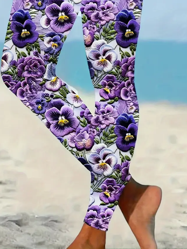 Damen Geblümt Lässig Alle Jahreszeiten Print Lang Leggings